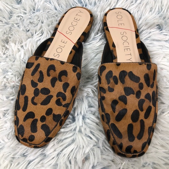 sole society leopard mules